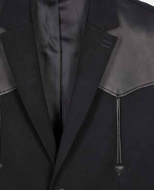 The Kooples H BLACK black wool jacket with lambskin details