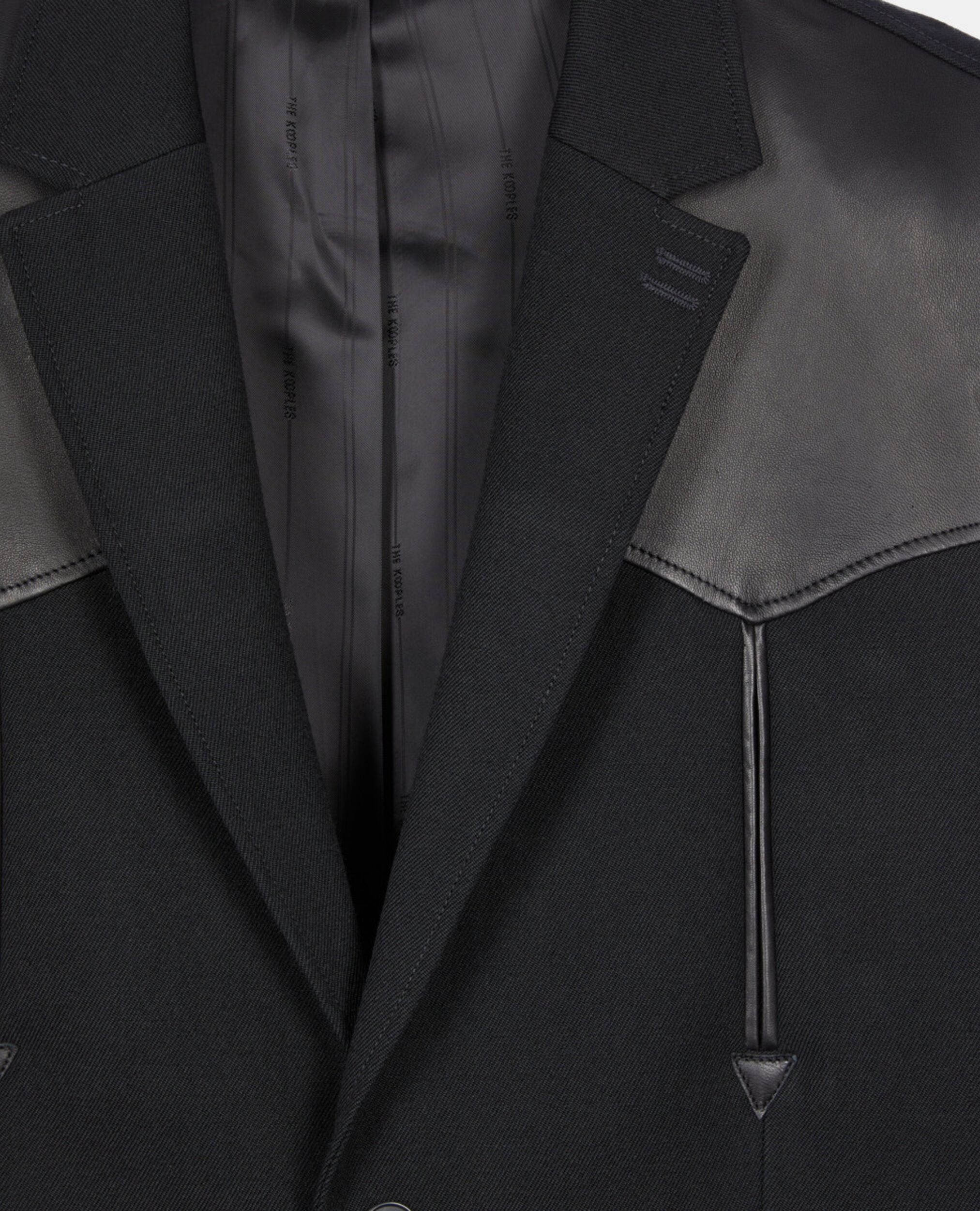 Black wool jacket with lambskin details, BLACK, hi-res image number null