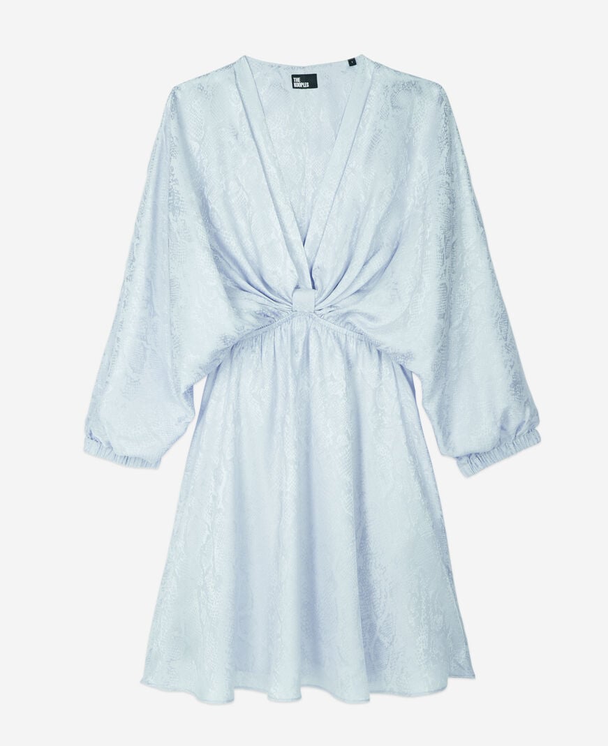 The Kooples F LAVENDER short blue python jacquard dress with draping