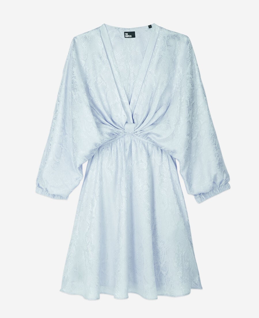 The Kooples FEMME BLUE robe courte jacquard en soie avec drapé bleue
