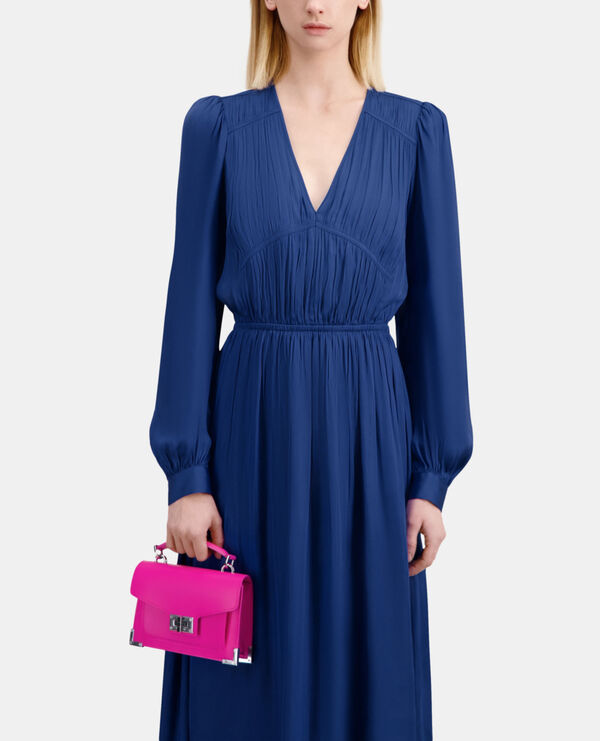 The Kooples WOMEN ROYAL BLUE long blue dress with pleating