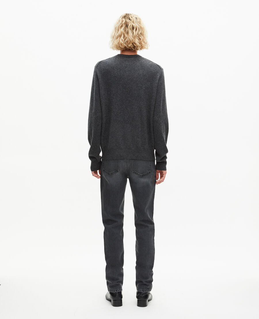 The Kooples MEN DARK GREY MELANGE grey cashmere round-neck sweater
