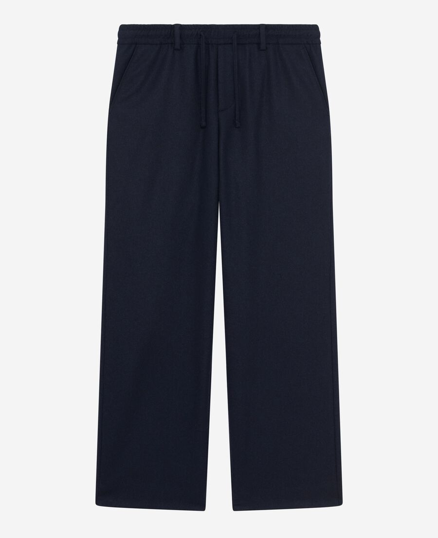 The Kooples HOMME NAVY pantalon large en laine marine