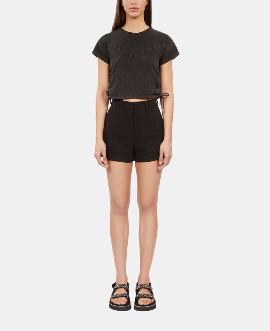 The Kooples MUJER BLACK pantalón corto de tweed negro