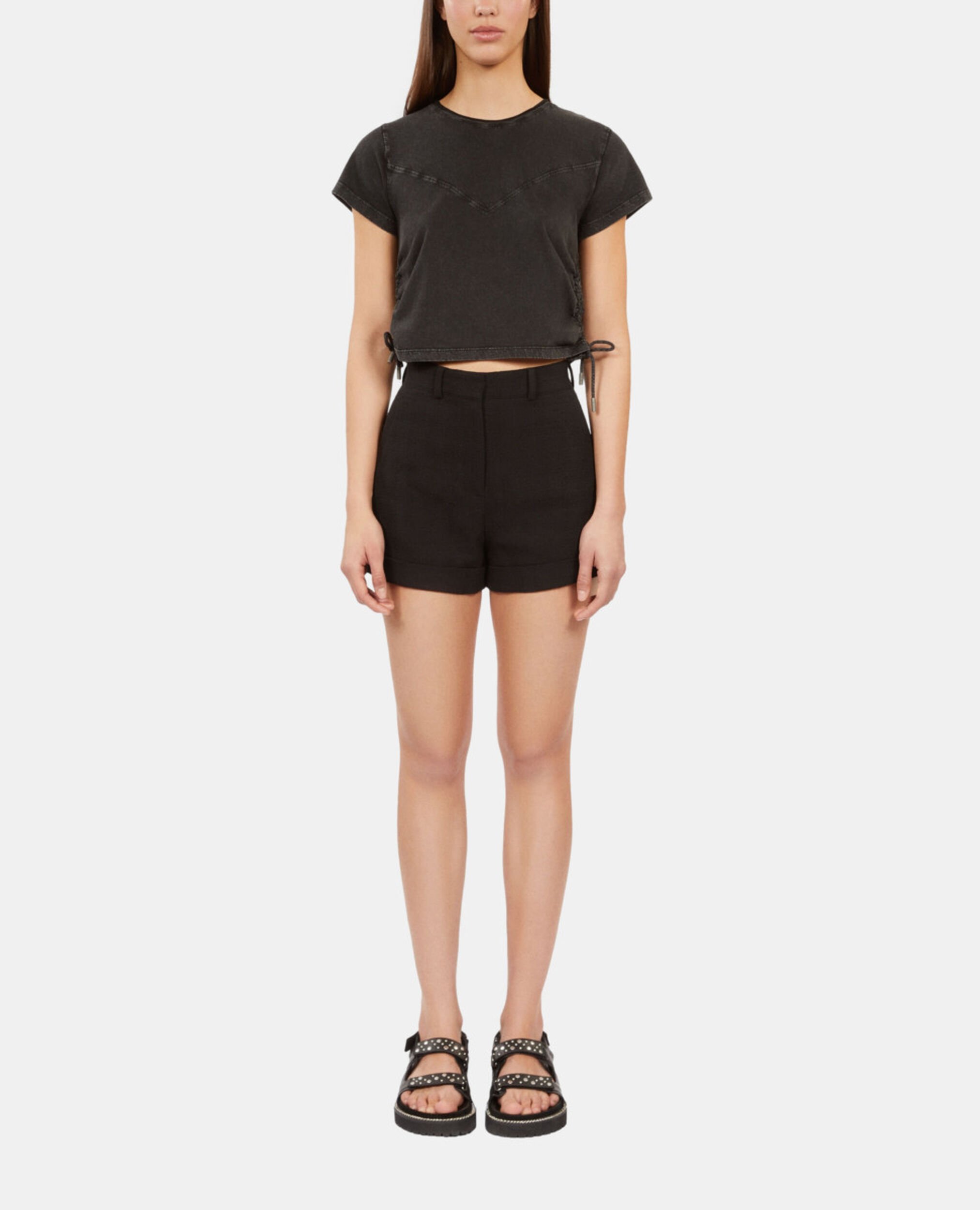 Schwarze Tweed-Shorts, BLACK, hi-res image number null