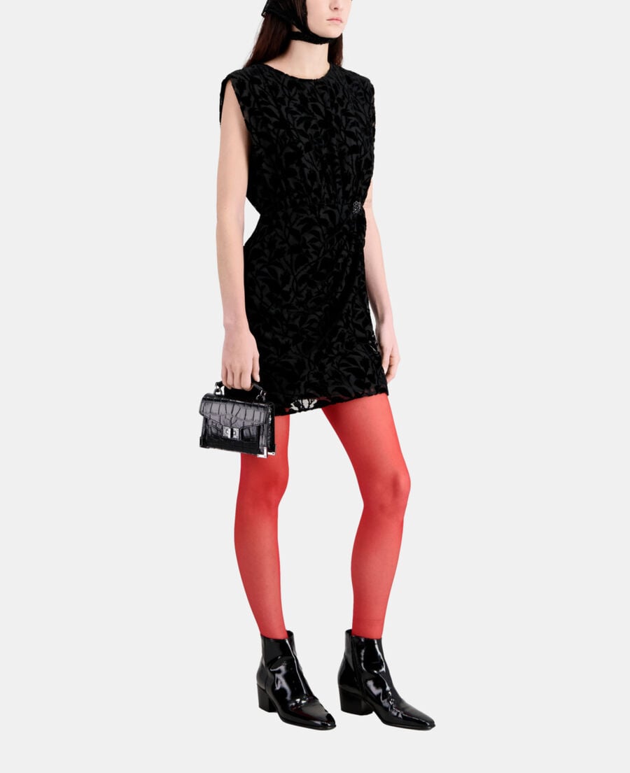 The Kooples FEMME BLACK robe courte noire en velours dévoré