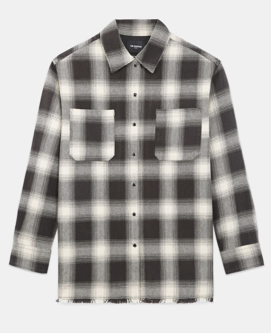 hemd ecru und schwarz oversize karomuster