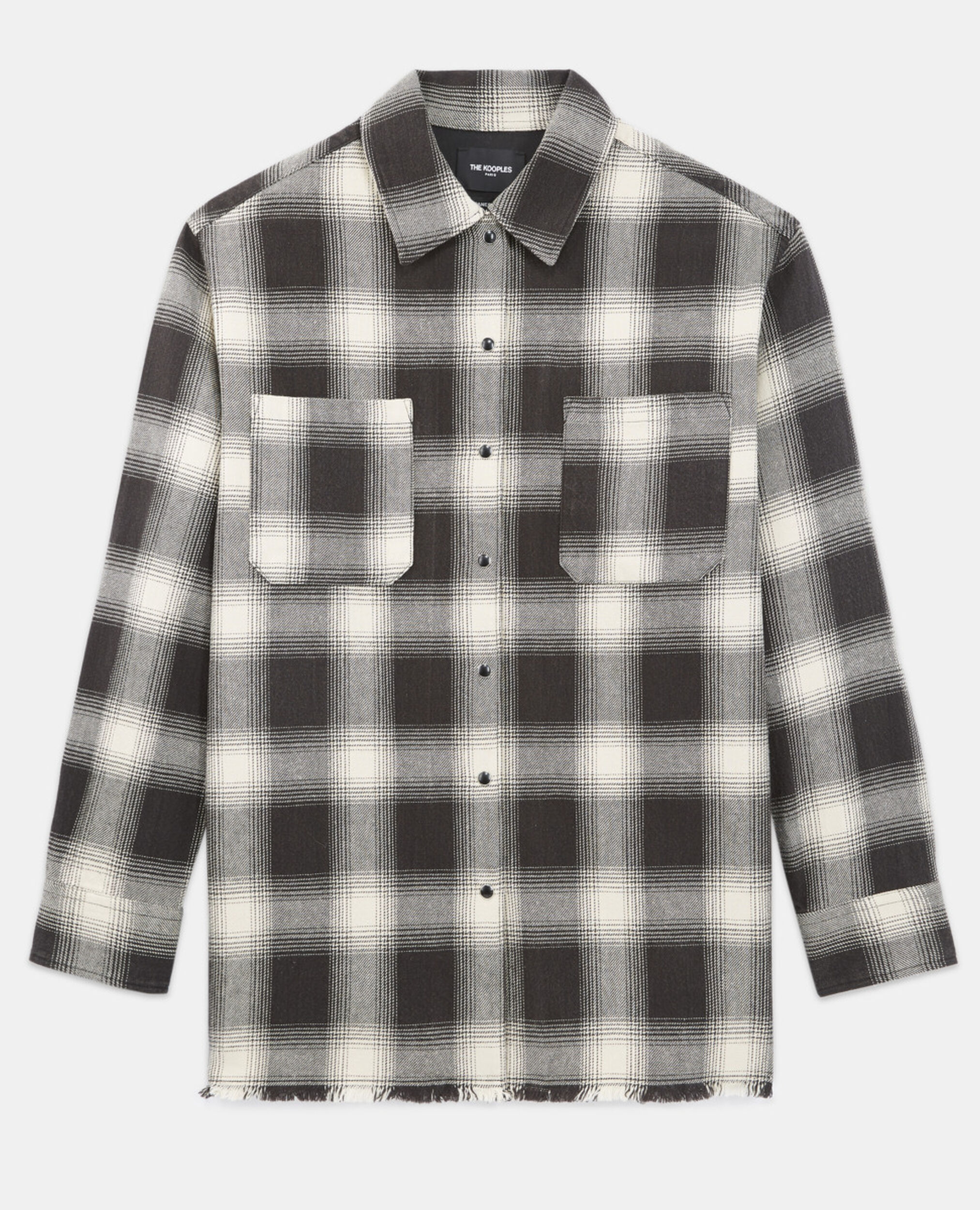 Black and ecru oversized checked shirt, ECRU BLACK, hi-res image number null