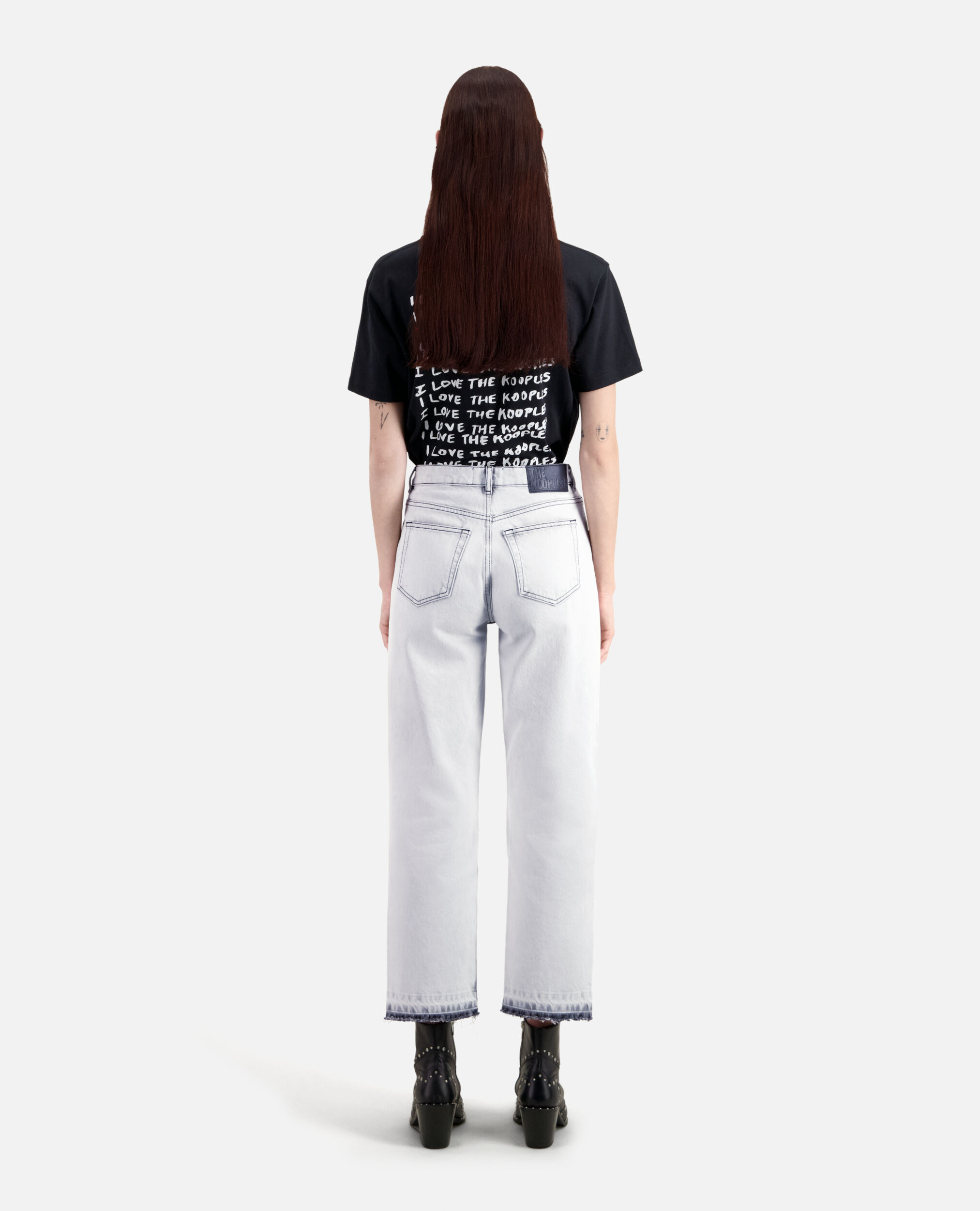 Straight bleached white jeans, WHITE BLEACH, hi-res image number null