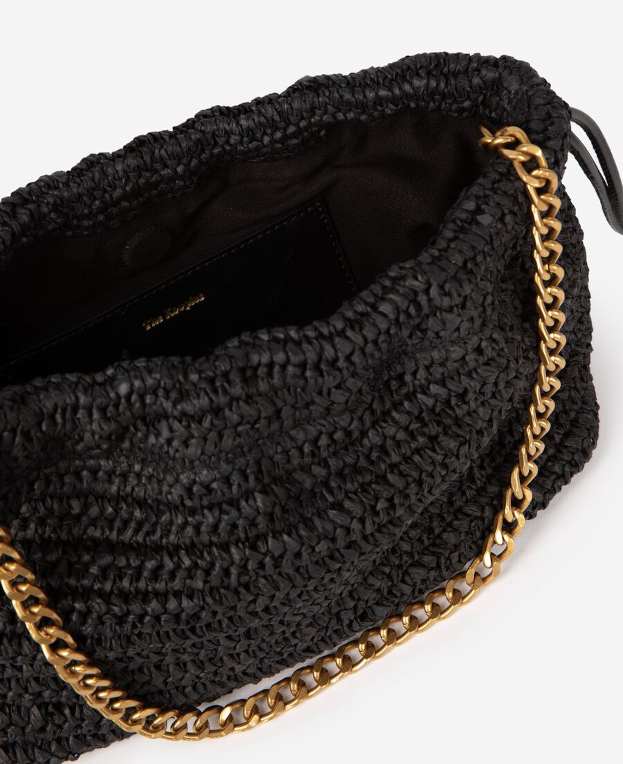 The Kooples WOMEN BLACK taylor bag in black raffia