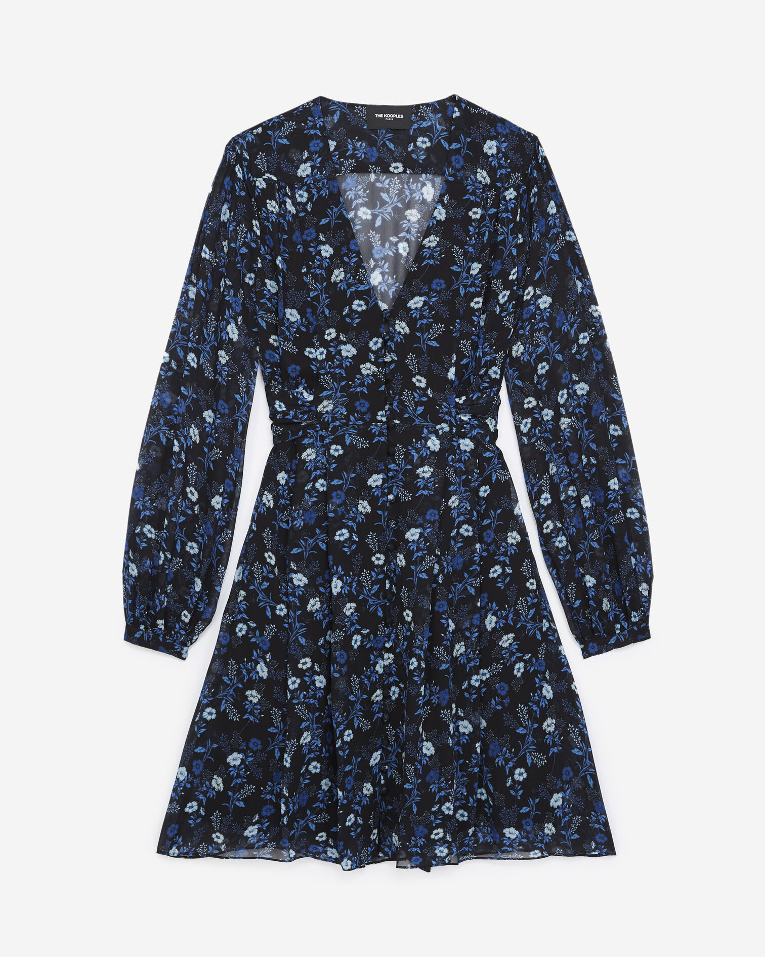 Robe courte bleue à imprimé fleuri, BLUE, hi-res image number null
