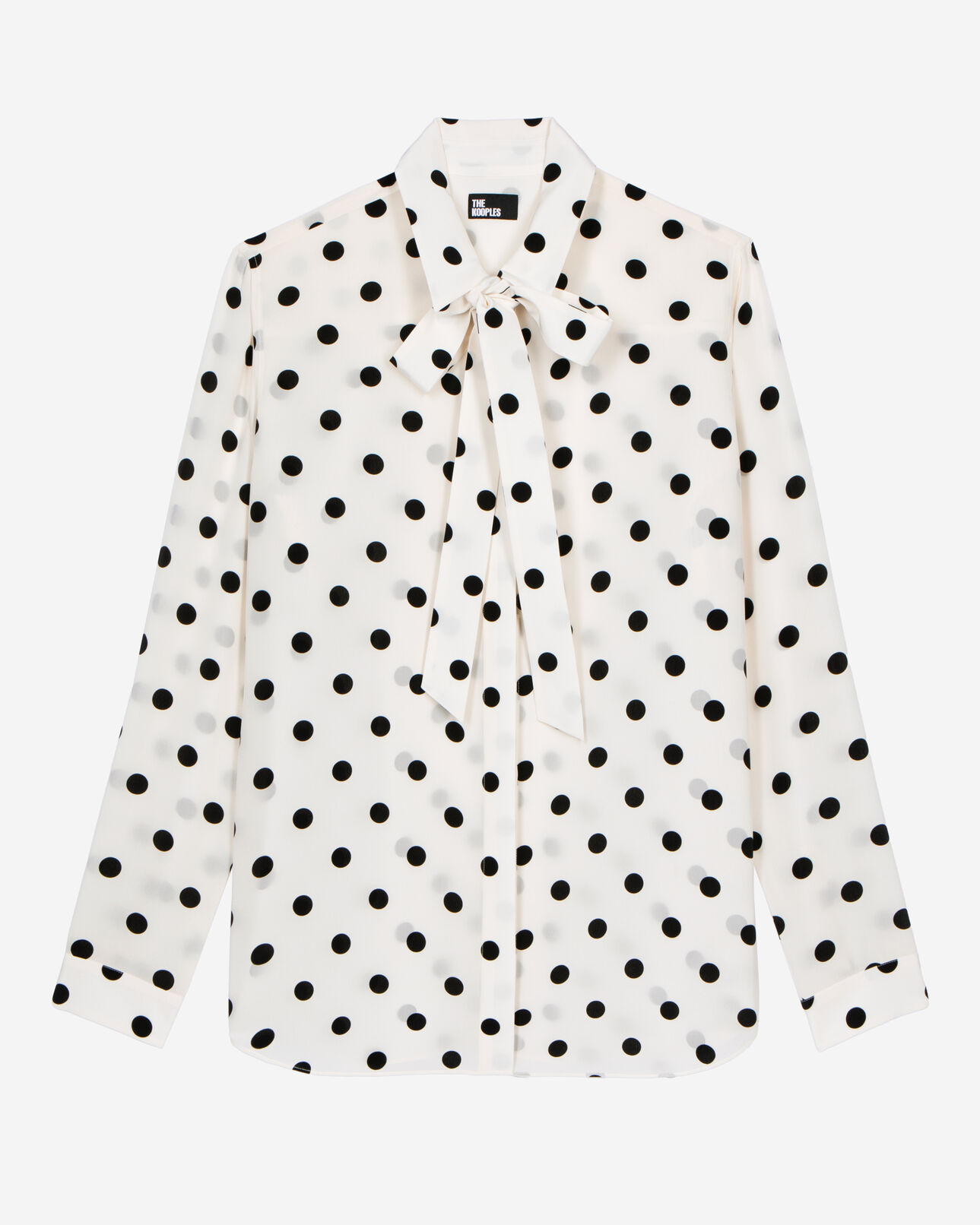 The Kooples FEMME WHITE / BLACK chemise en soie à pois blanche