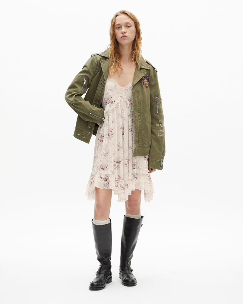 The Kooples WOMEN OFF WHITE / PINK short ecru 'antik flowers' print dress
