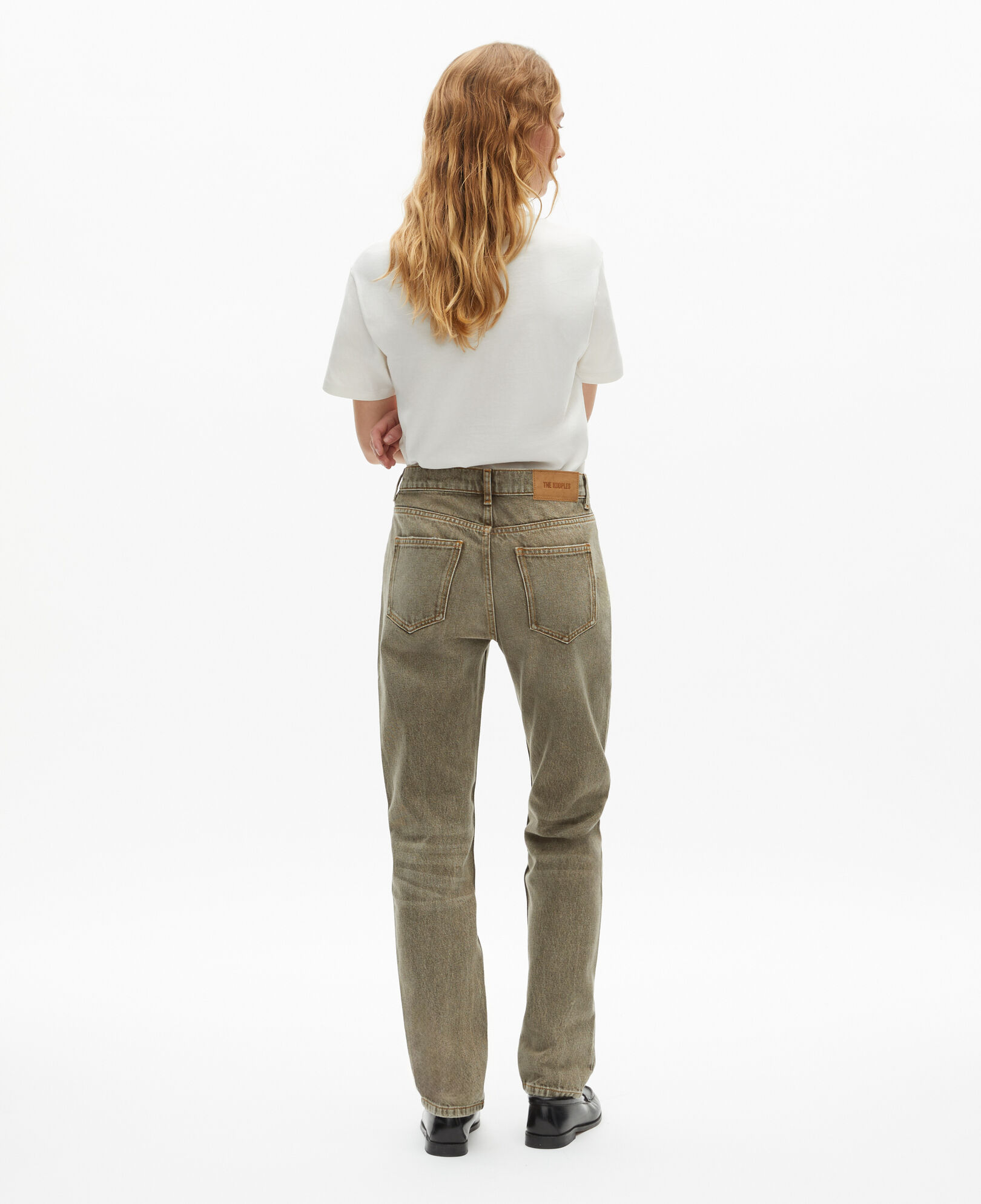 The Kooples DAMEN OLIVE olivfarbene jeans mit slim-fit-passform