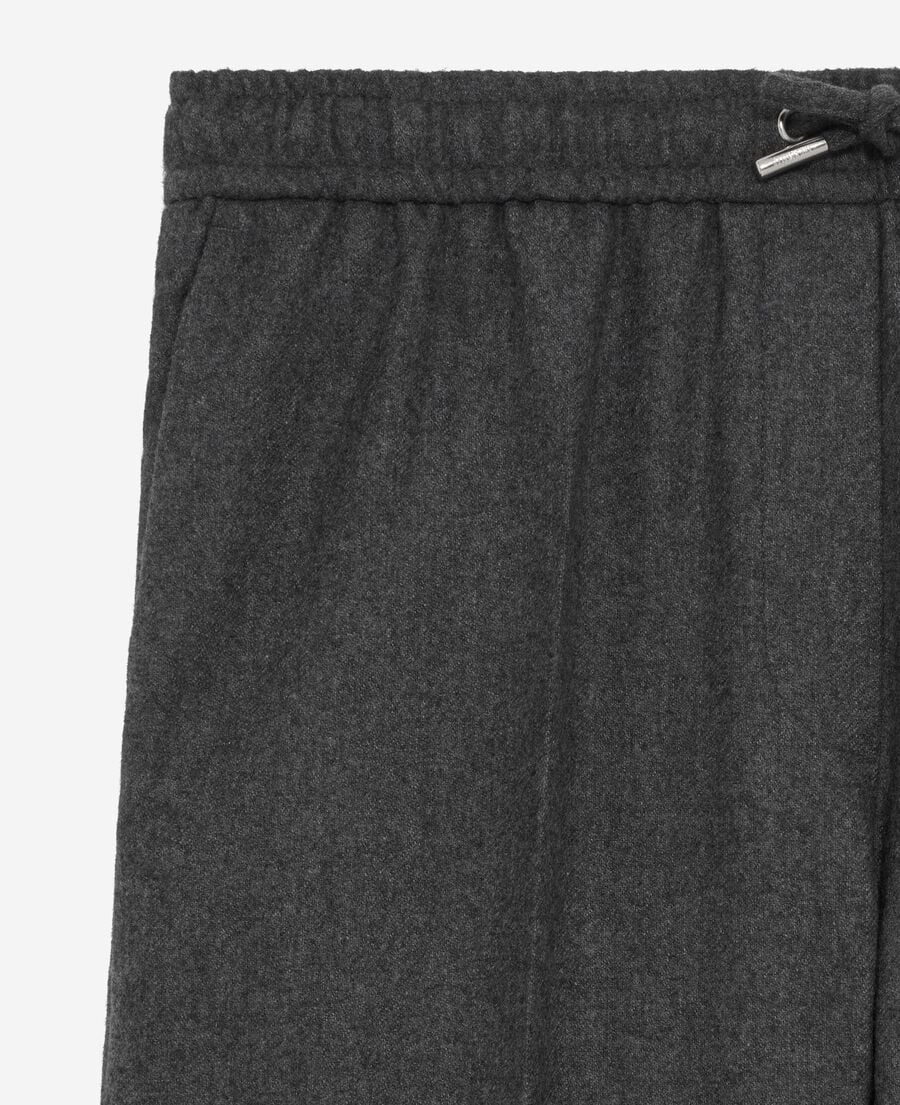 The Kooples WOMEN GREY dark grey flannel wide-leg pants