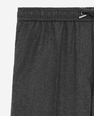 The Kooples WOMEN GREY dark grey flannel wide-leg pants