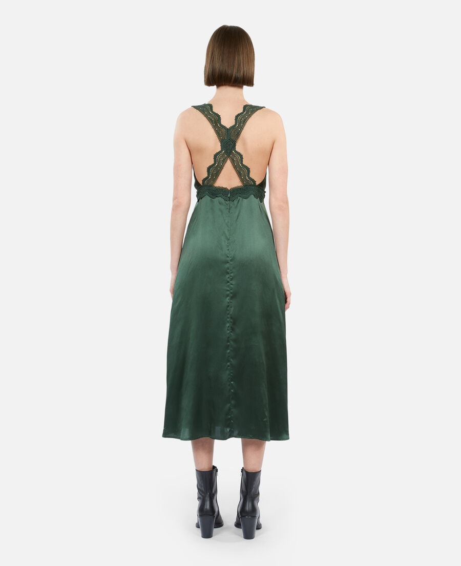 robe nuisette longue verte avec guipure