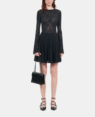 The Kooples FEMME BLACK robe patineuse courte en dentelle noire