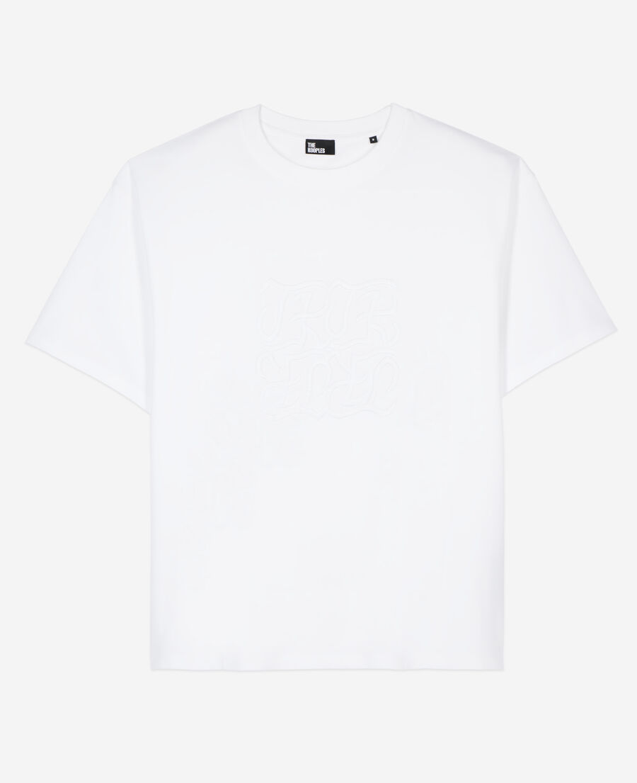 white t-shirt with logo embroidery