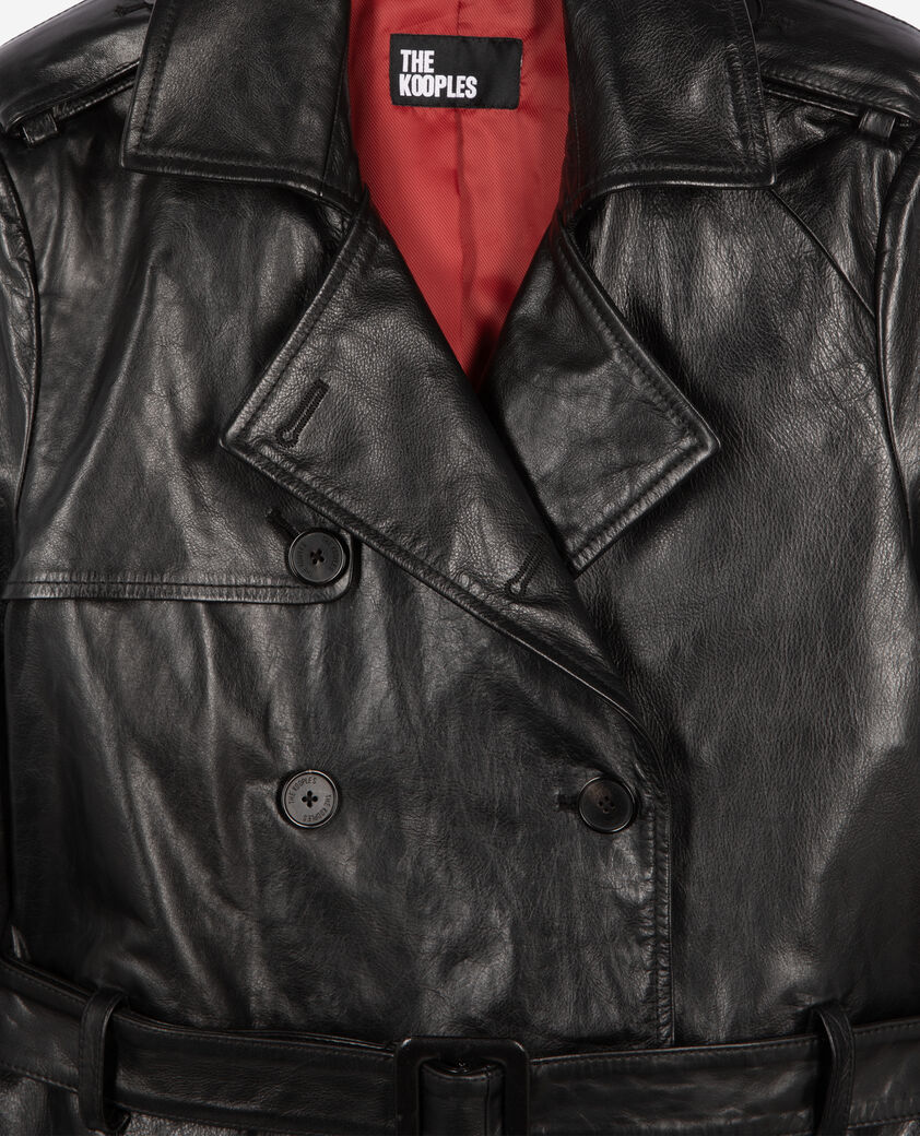 The Kooples FEMME BLACK trench long en cuir noir