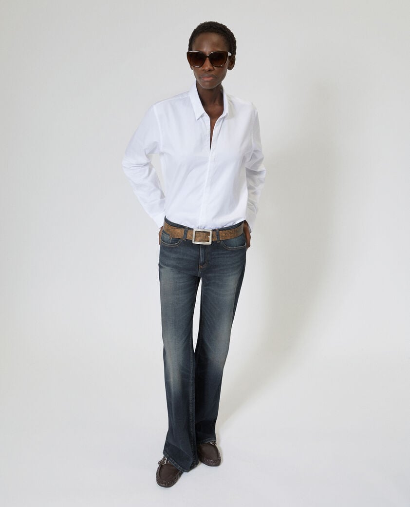 The Kooples DAMEN MEDIUM BLUE bootcut-jeans mit abrieb blau