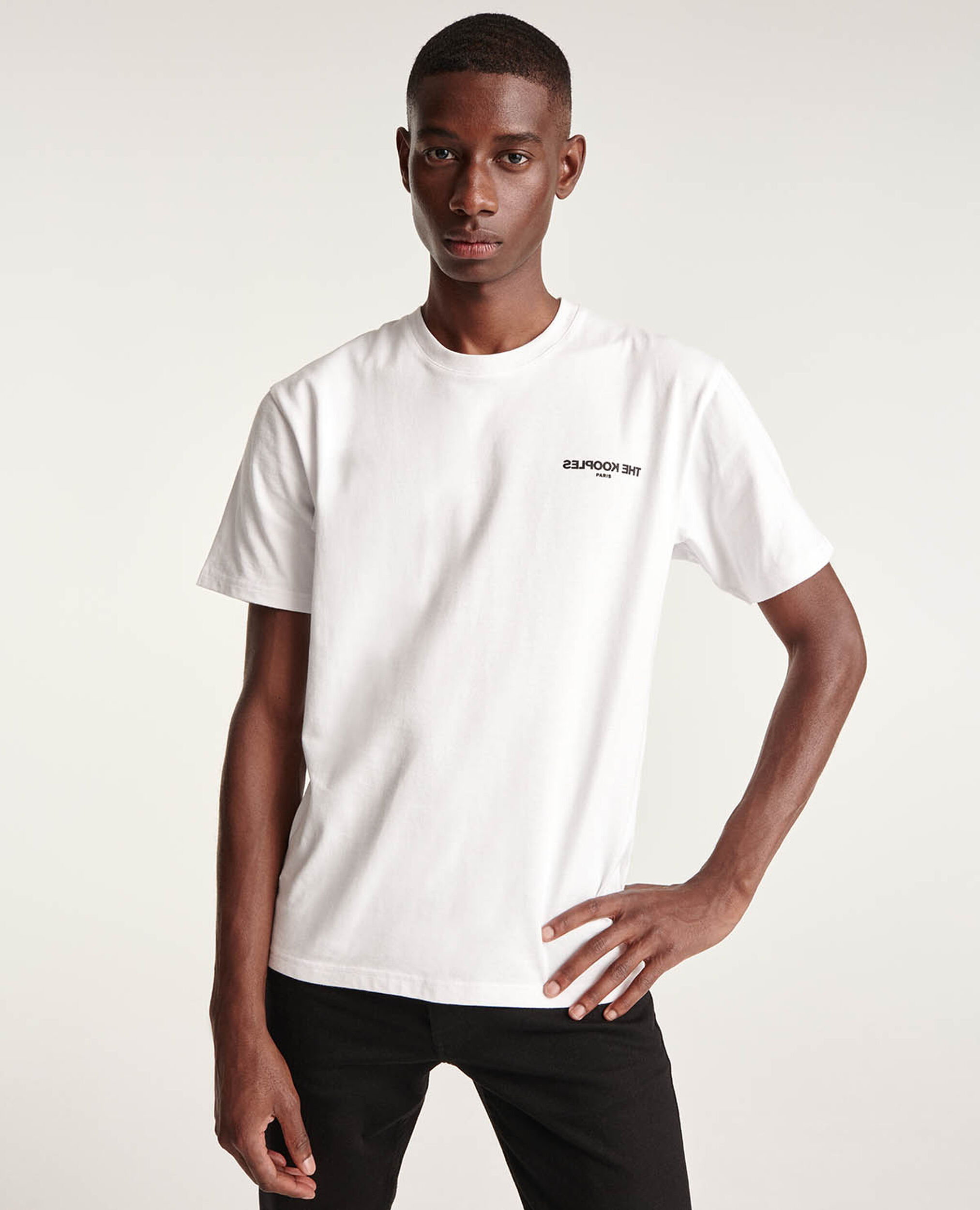 T-shirt blanc à logo poitrine, WHITE, hi-res image number null