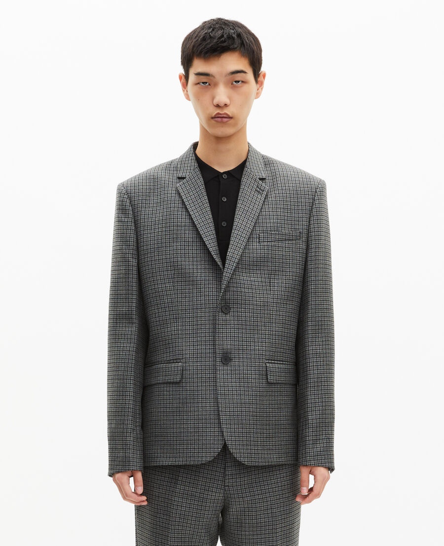 The Kooples HOMME GREY veste de costume en pied de poule noir et gris