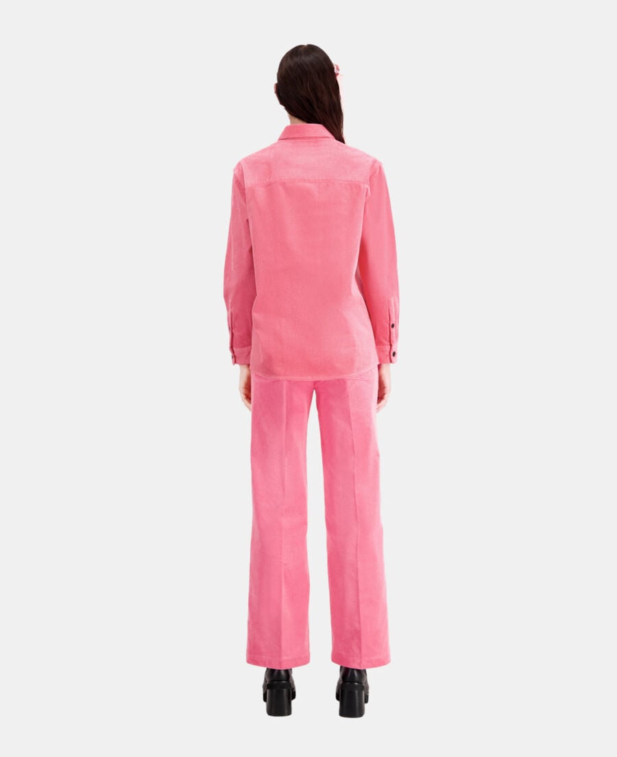 The Kooples FEMME OLD PINK surchemise rose en velours côtelé