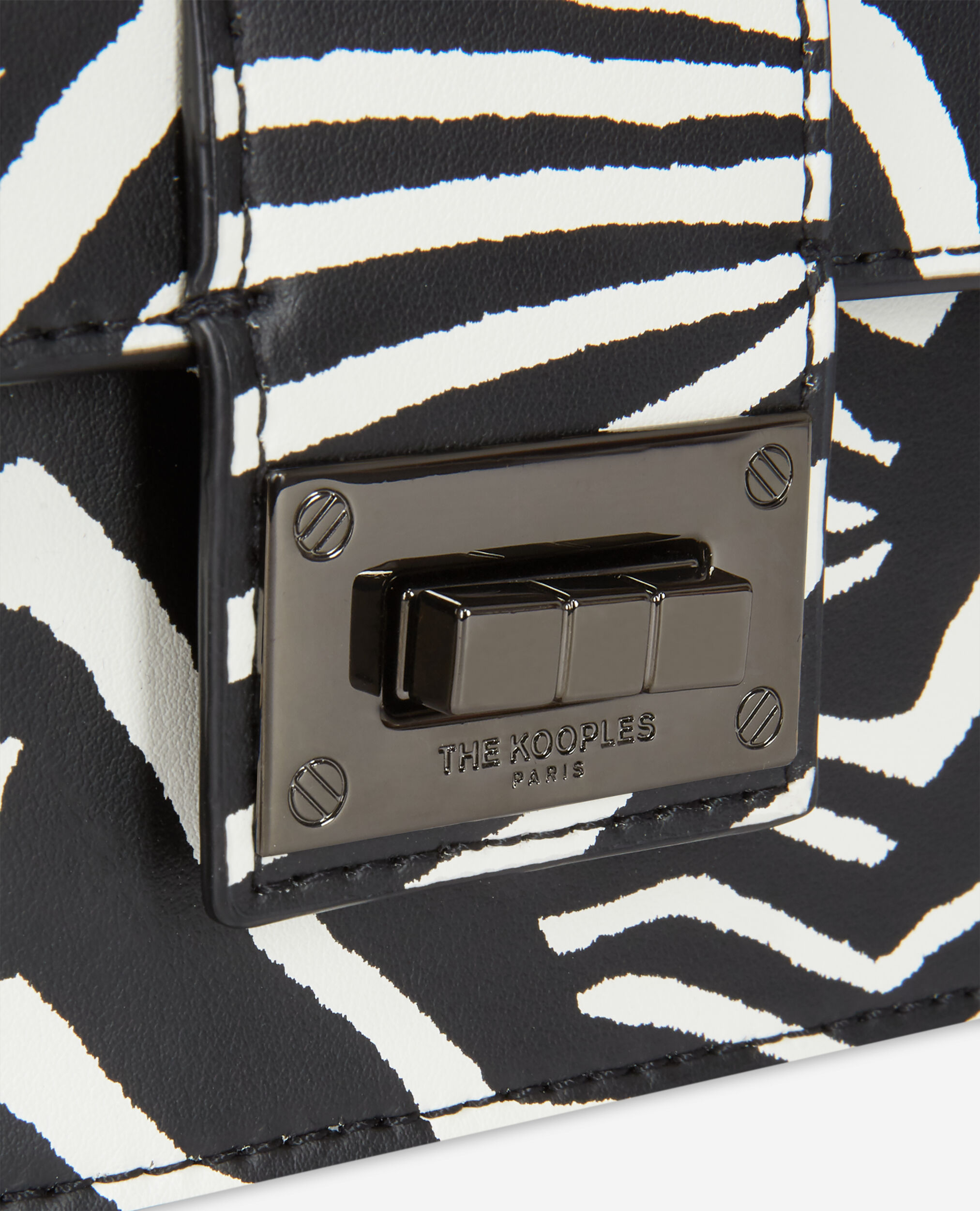 Small Emily zebra-print clutch bag, BLACK / WHITE, hi-res image number null