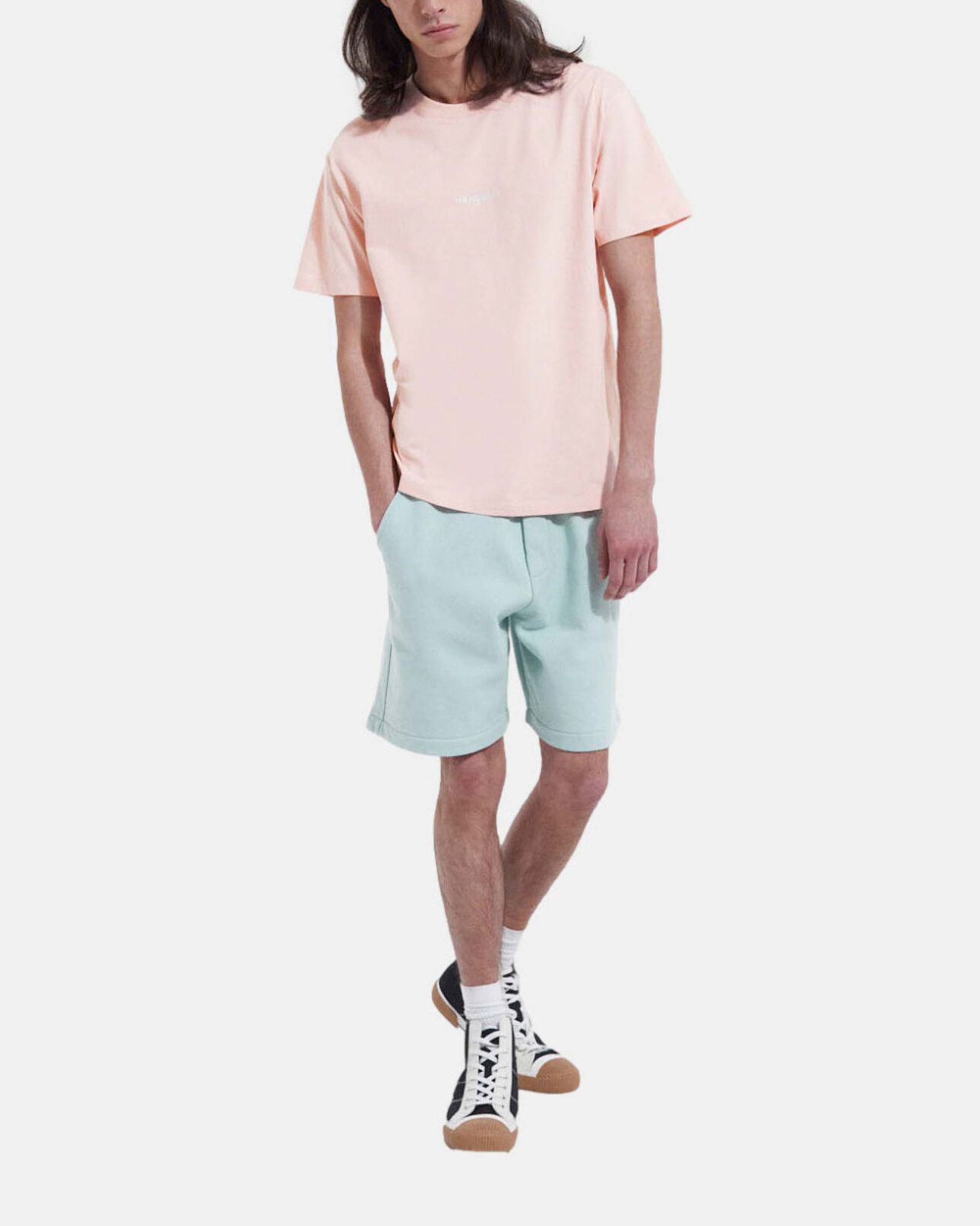 The Kooples HOMME GRIS BLEU short vert coton logo taille élastique