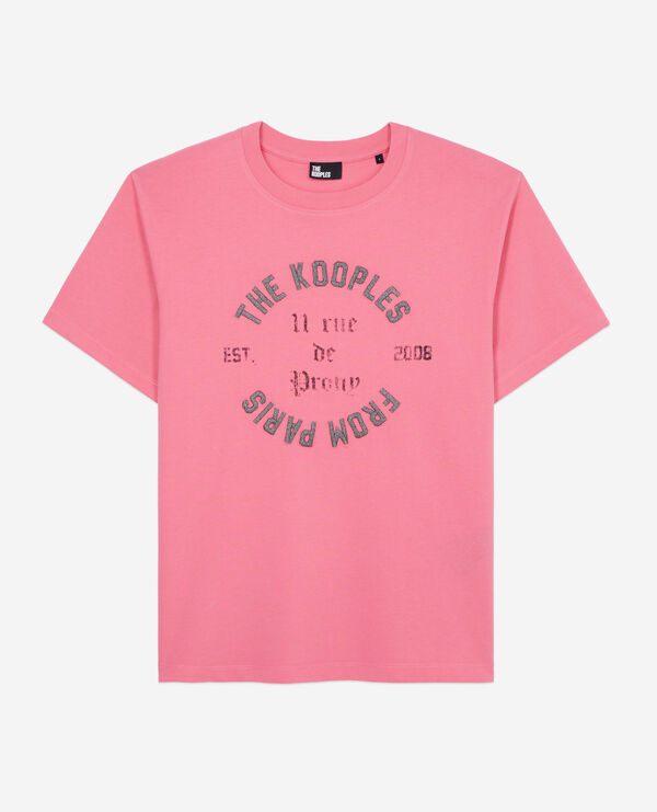 rosa t-shirt damen mit siebdruck