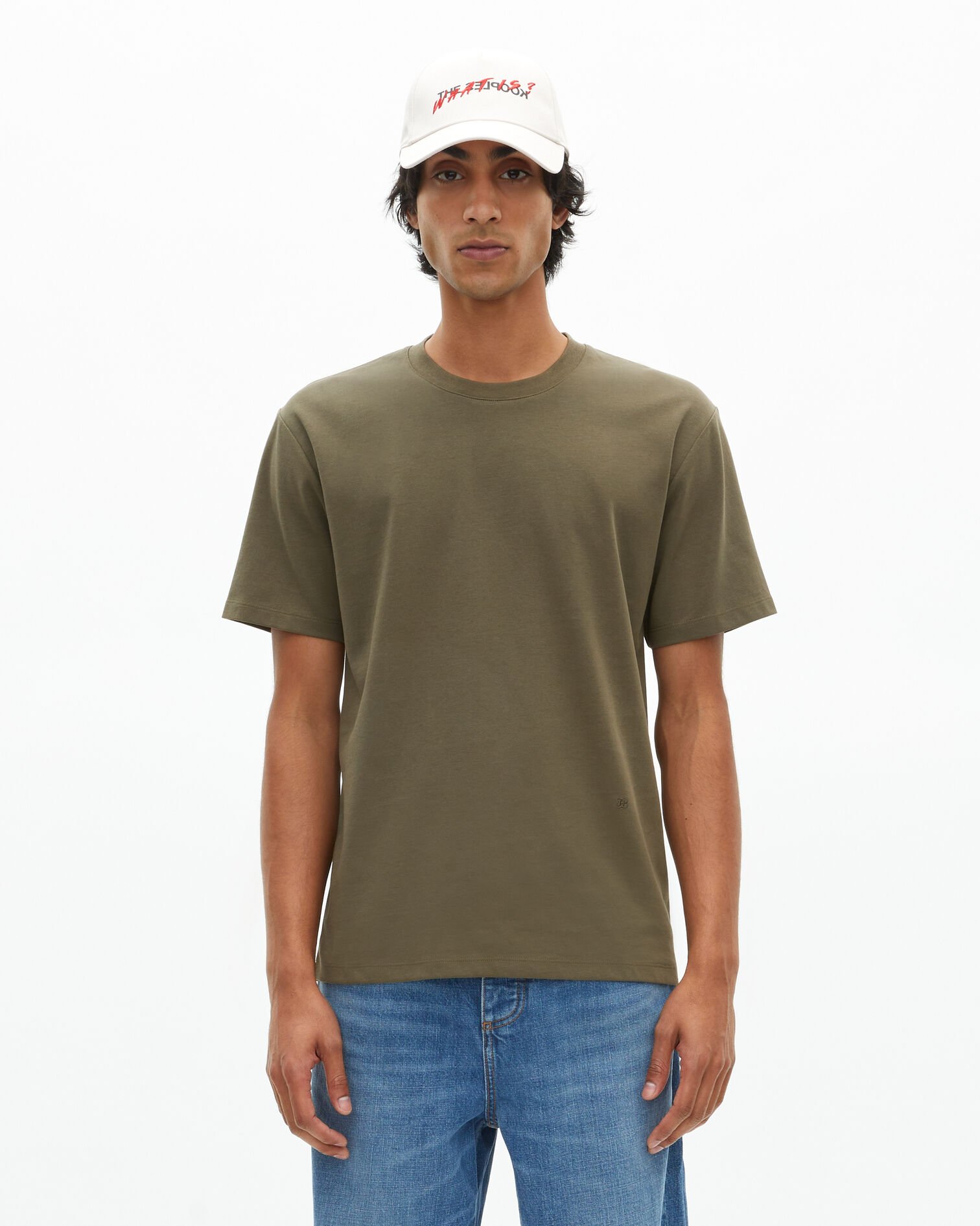 Plain khaki T-shirt, KAKI, hi-res image number null