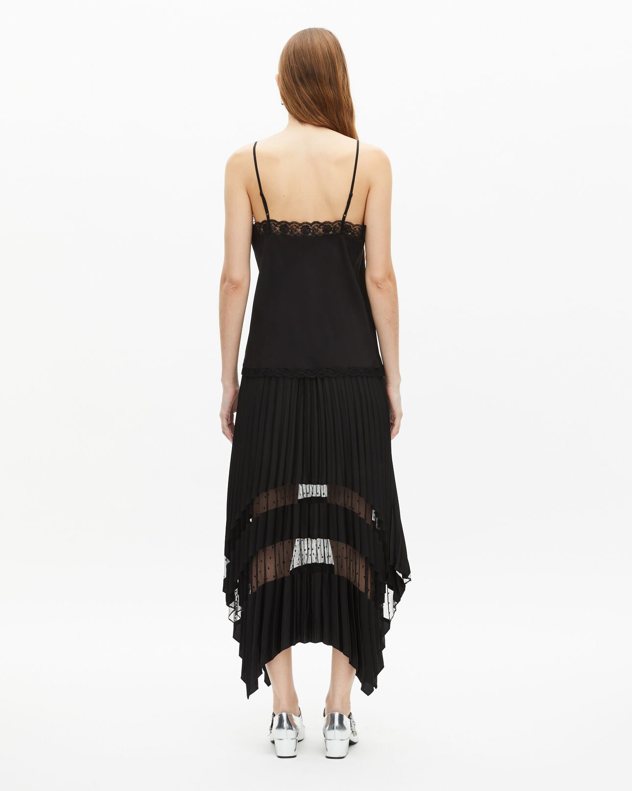 The Kooples MUJER BLACK camisola de seda y encaje negra