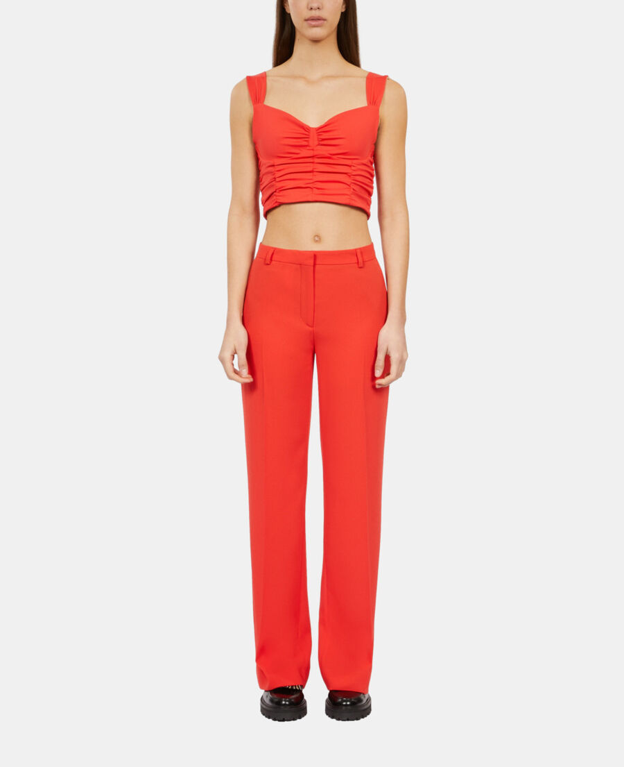 The Kooples FEMME RED top court avec drapé rouge