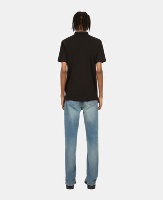 The Kooples HERREN BLACK / WHITE schwarzes poloshirt aus baumwollpiqué