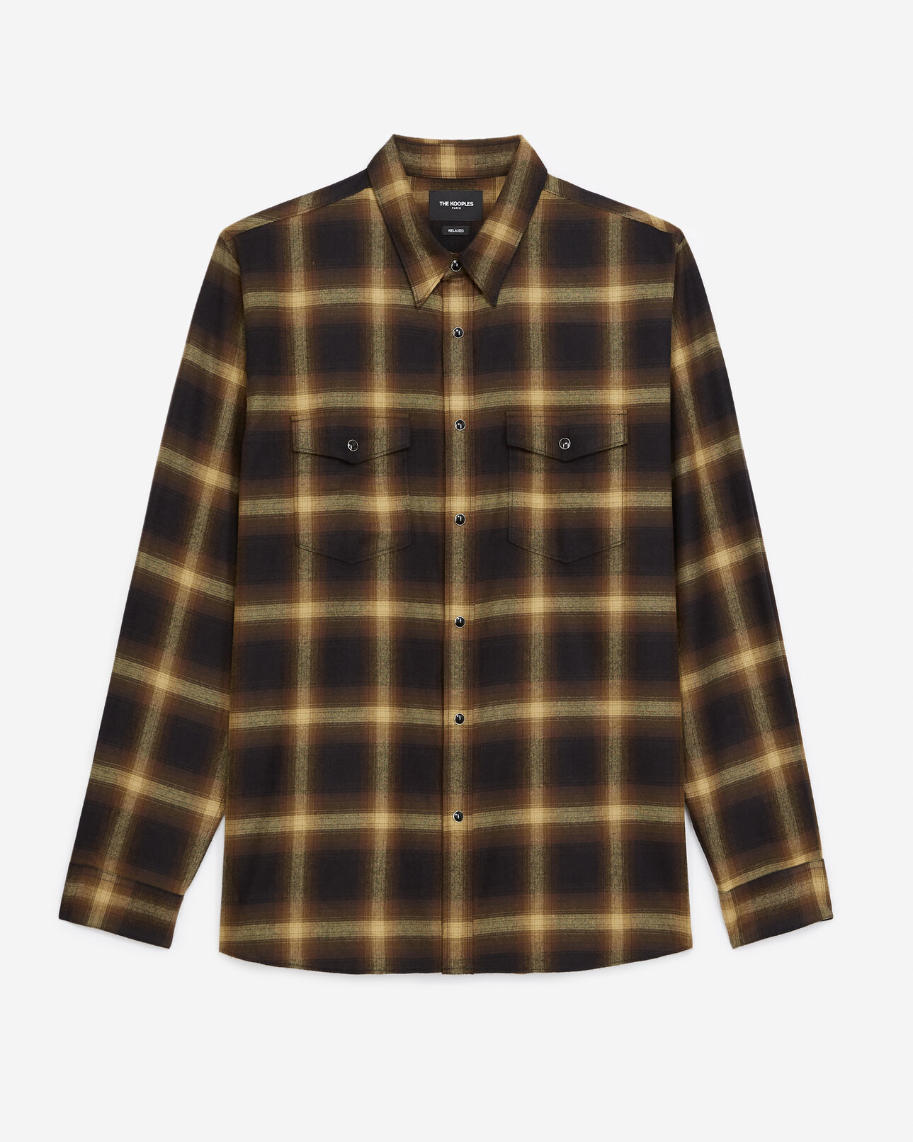 The Kooples MEN YELLOW BLACK cotton shirt with black and yellow checks