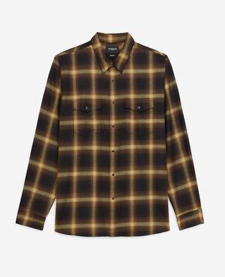 The Kooples HERREN YELLOW BLACK baumwollhemd schwarz und gelb kariert