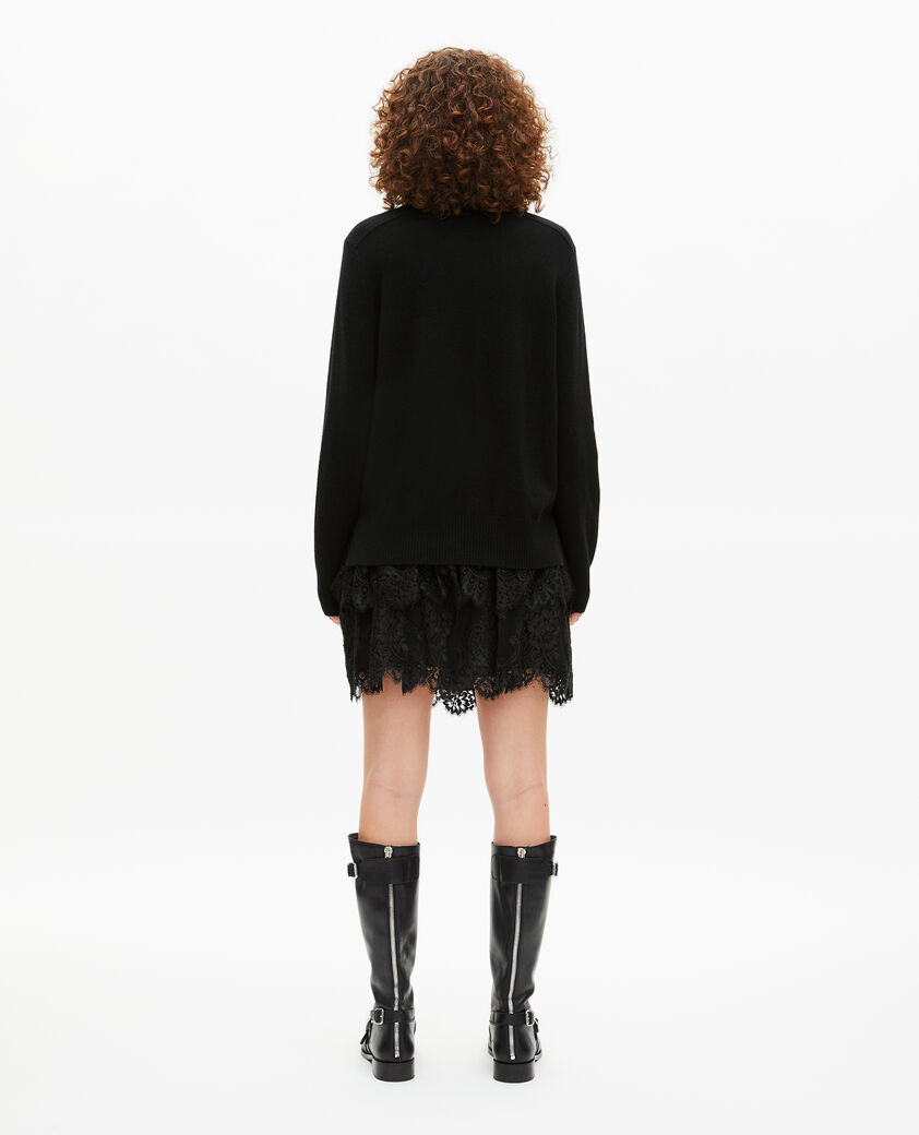 The Kooples FEMME BLACK pull col rond en cachemire noir