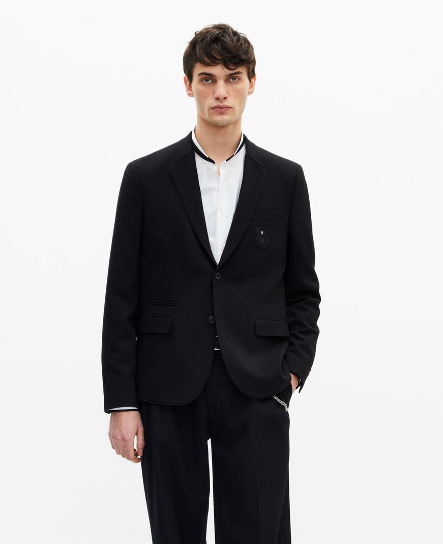 The Kooples H BLACK straight jacket in black pique wool