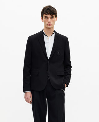 The Kooples H BLACK straight jacket in black pique wool