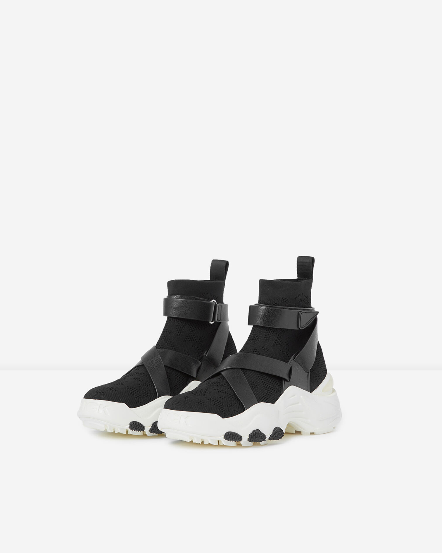 Slick chunky black high-top trainers, BLACK, hi-res image number null