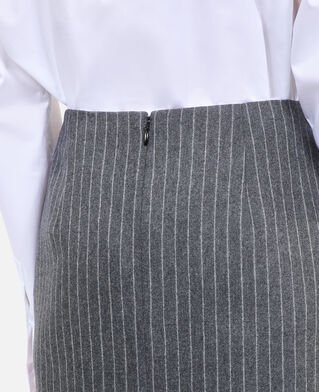 The Kooples WOMEN LIGHT GREY mid-length striped pencil skirt 