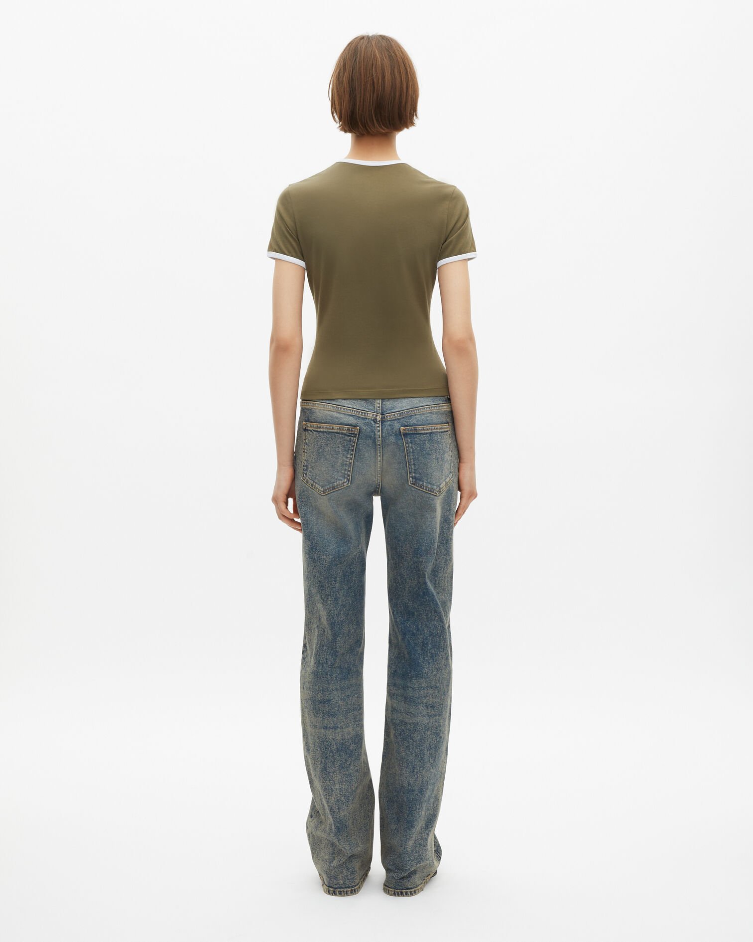 Khaki T-shirt with drop collar, KAKI, hi-res image number null