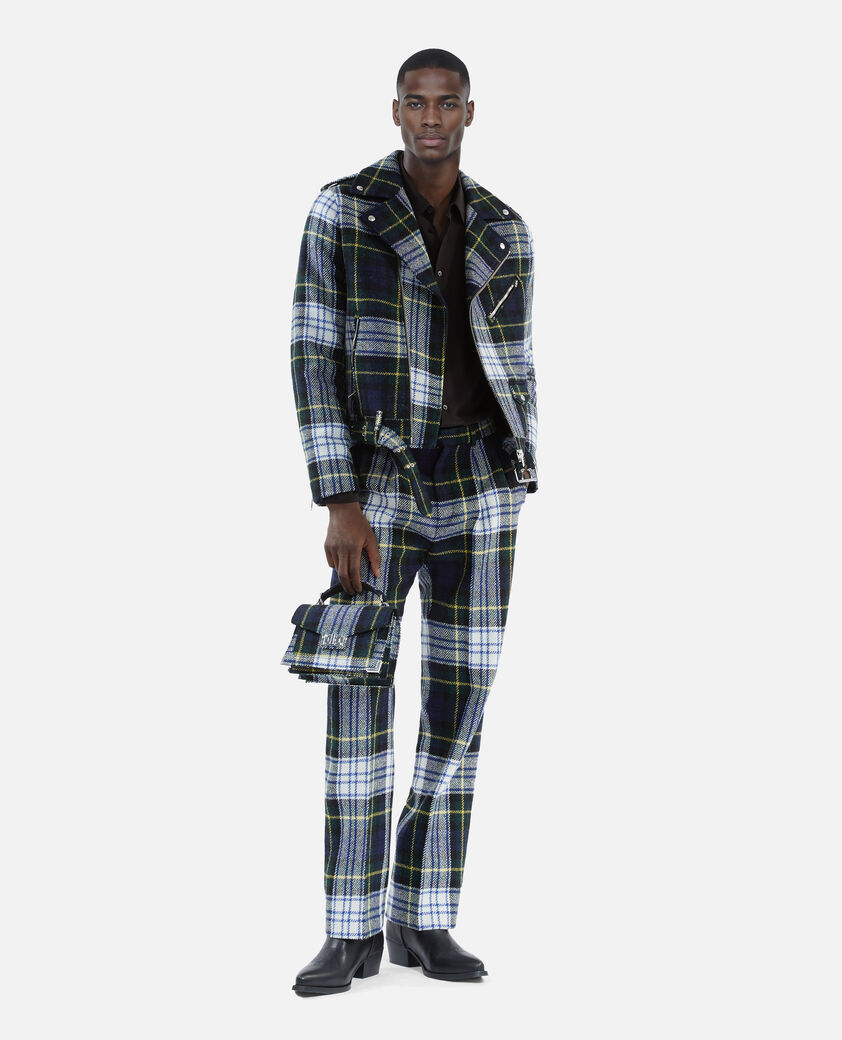 The Kooples WOMEN GREEN-WHITE emily small checked wool bag the kooples x harris tweed