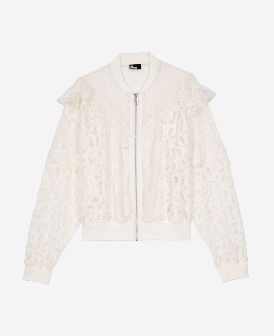 The Kooples WOMEN ECRU ruffled jacket in ecru lace