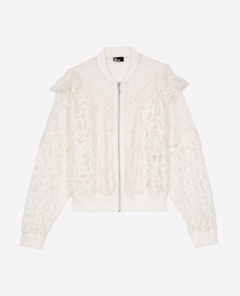 The Kooples DAMEN ECRU jacke mit volants aus ecrufarbener spitze