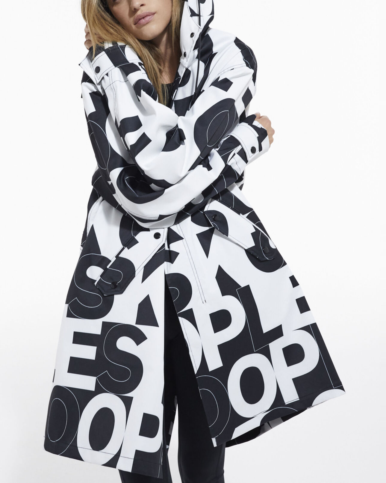 The Kooples MIXTE BLACK / WHITE parka logo the kooples