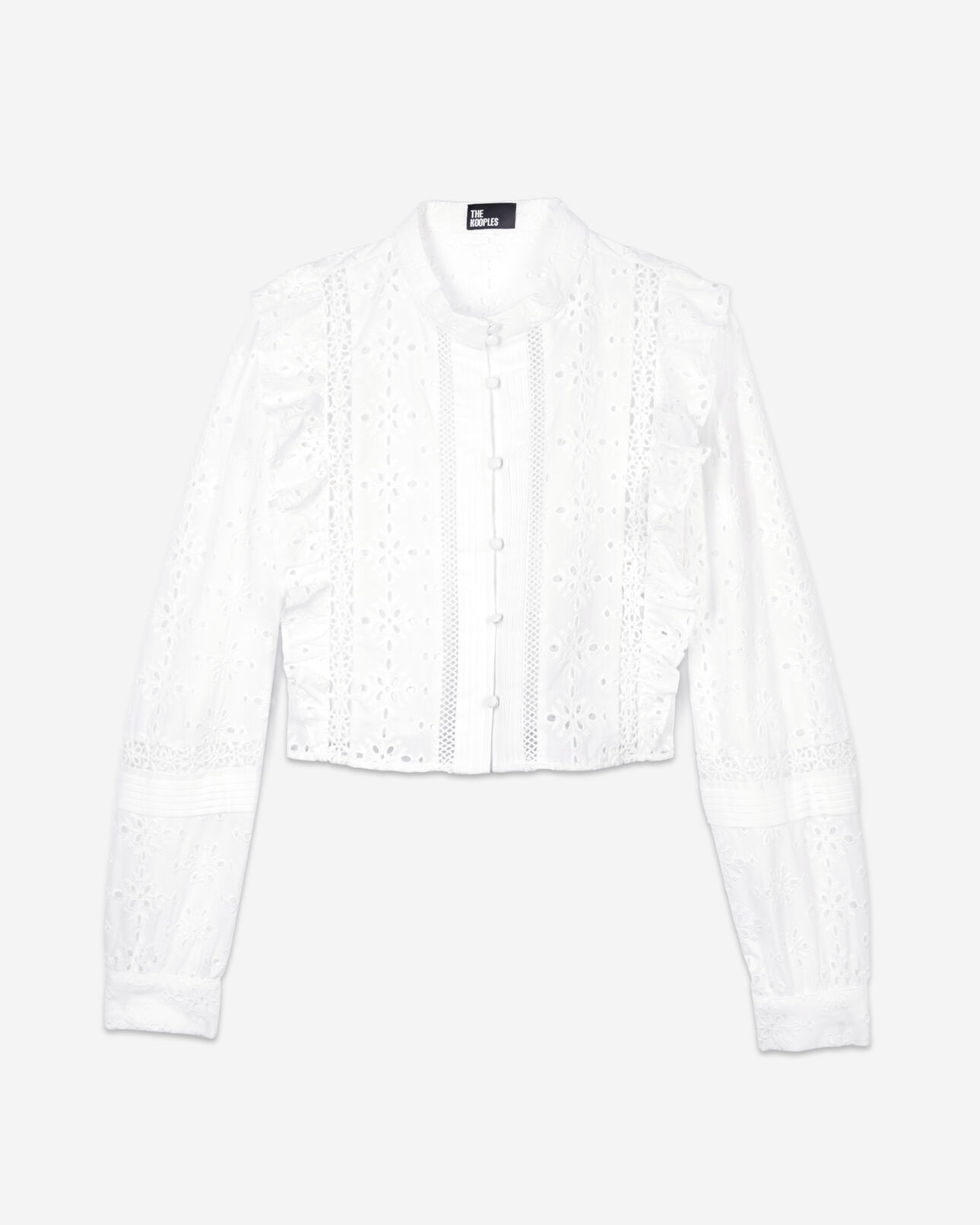 The Kooples WOMEN WHITE white shirt with english embroidery
