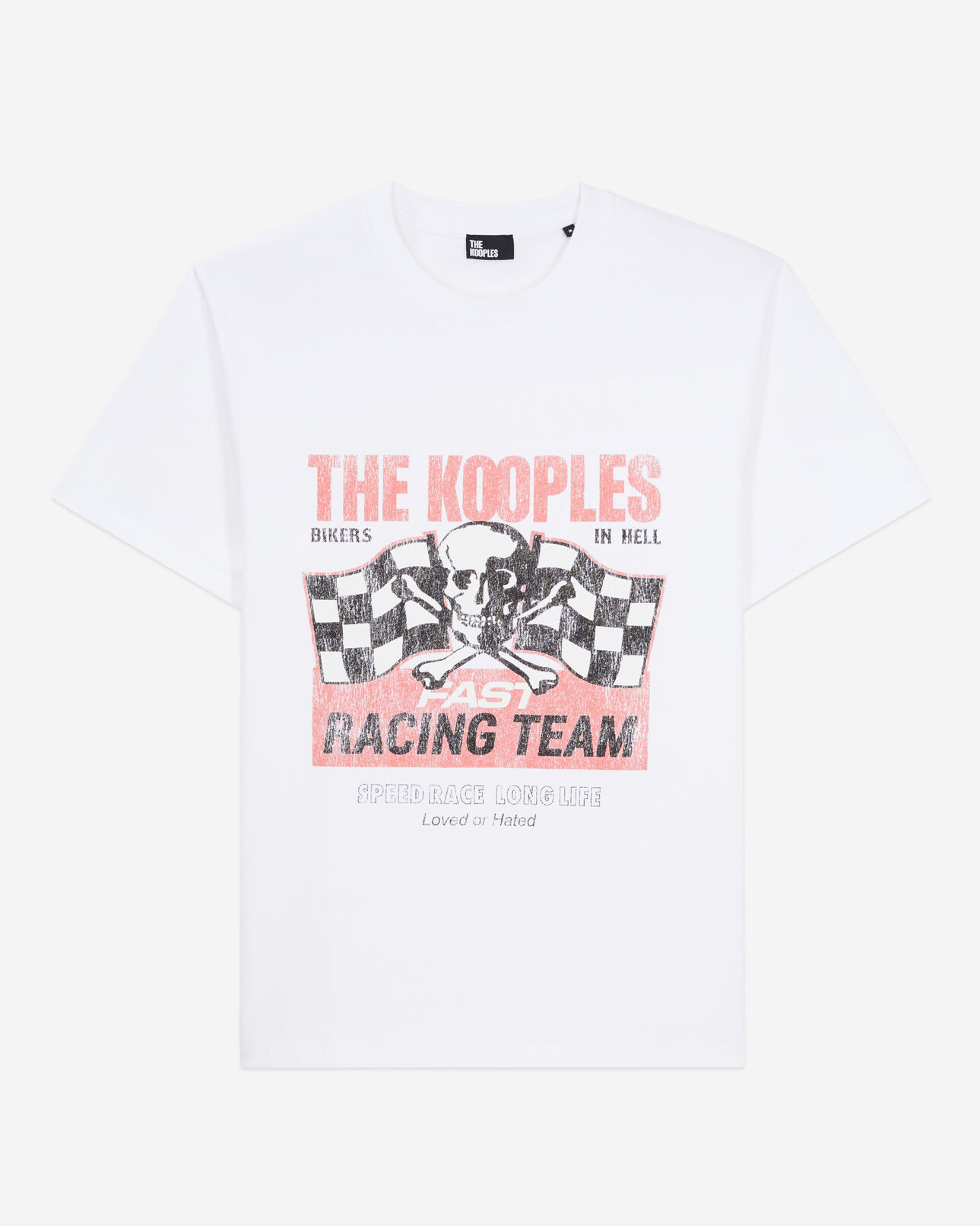 The Kooples MEN WHITE men's white t-shirt with racing skull serigraphy