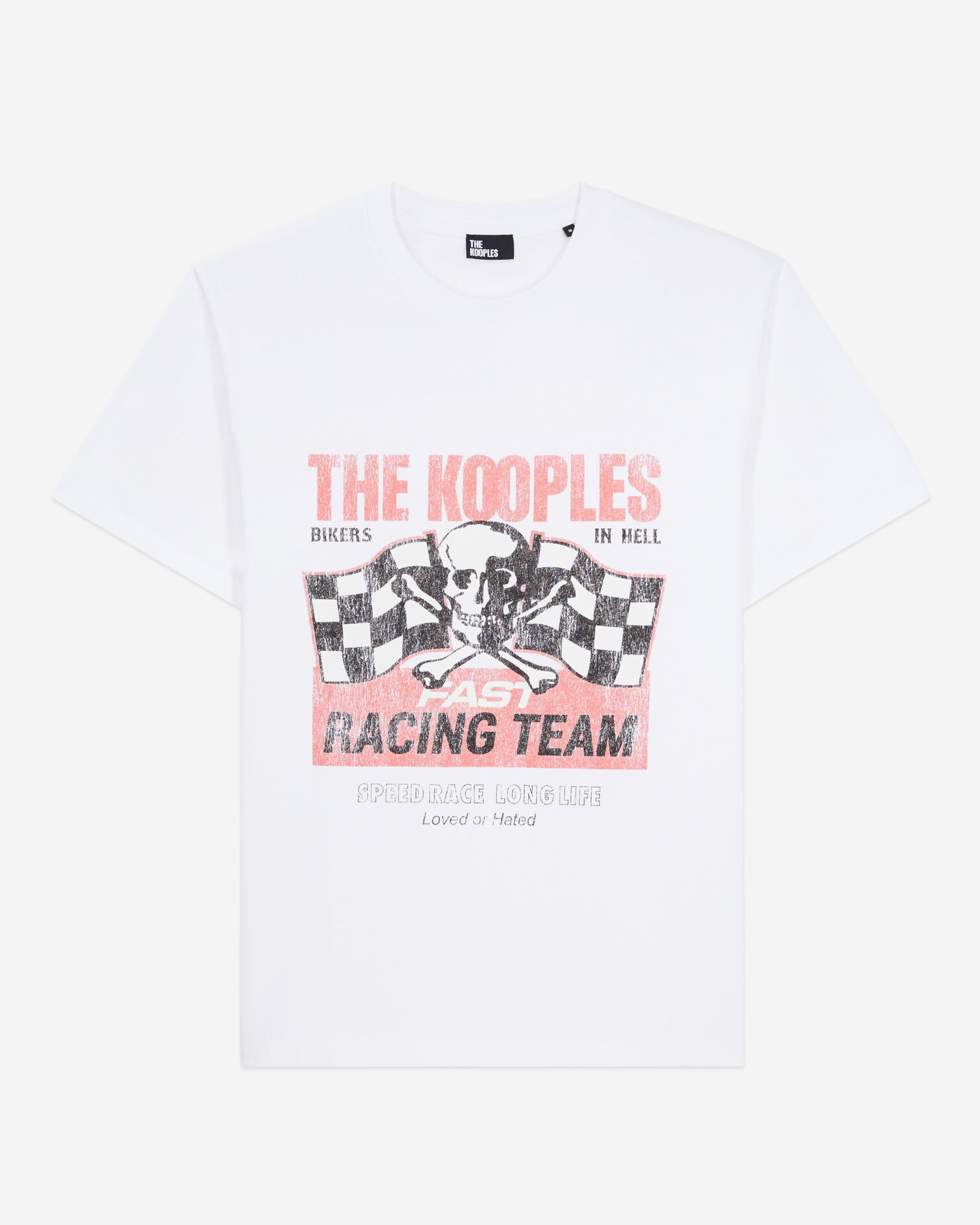 Men's white t-shirt with racing skull serigraphy, WHITE, hi-res image number null